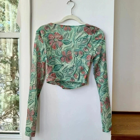 NWT Free People Supernova Set Two Piece Skirt Crop Top Long Sleeve Green Medium - Picture 14 of 17